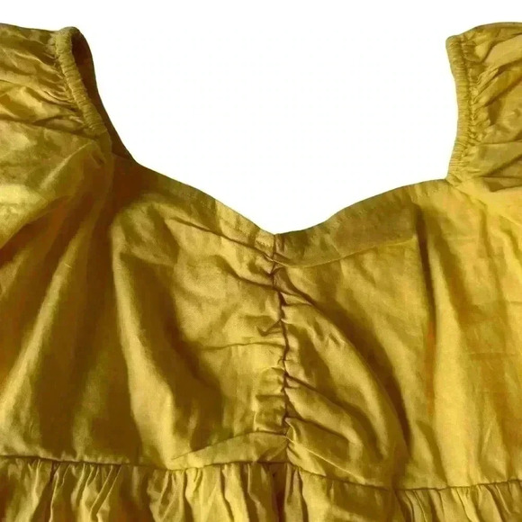 BILLABONG womens S Mini DRESS Yellow BE MINE Short PUFF Sleeve BABYDOLL Cotton - Picture 9 of 14